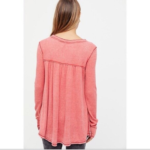 Free People Kai Relaxed Babydoll Top Thermal Henley Boho Indie Size Medium - Picture 10 of 10